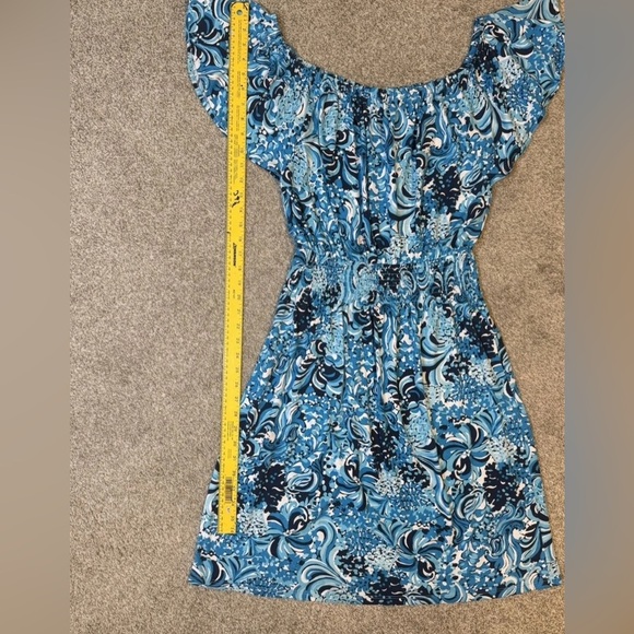 Lilly Pulitzer Clarette Flutter Sleeve Dress Mermazing Blue Sz M Vacation $128 - Picture 11 of 14